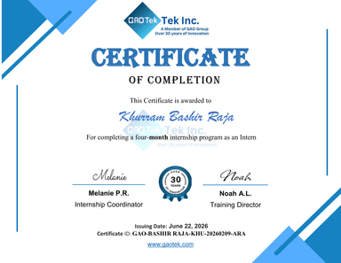 GAOTek Internship Certificate