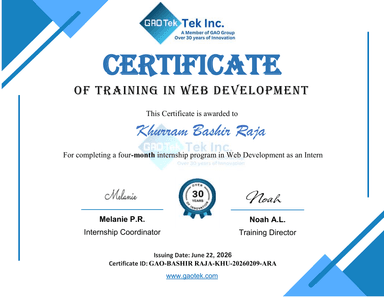 GAOTek Web Development Certificate