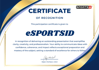 Sports ID Certificate of Recognition